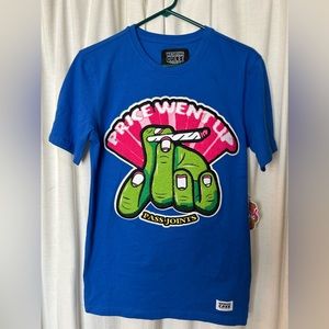 Tee: wedding cake deadstock new w/tags joints Blue Pot puff embroidered shirt sm